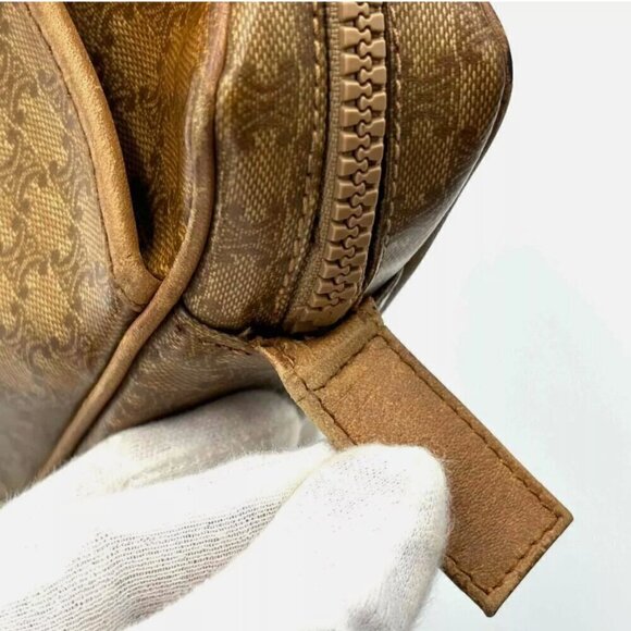 Vintage CELINE Clutch Bag Macadam Pouch Purse PVC Brown 100% Authentic - Picture 12 of 15